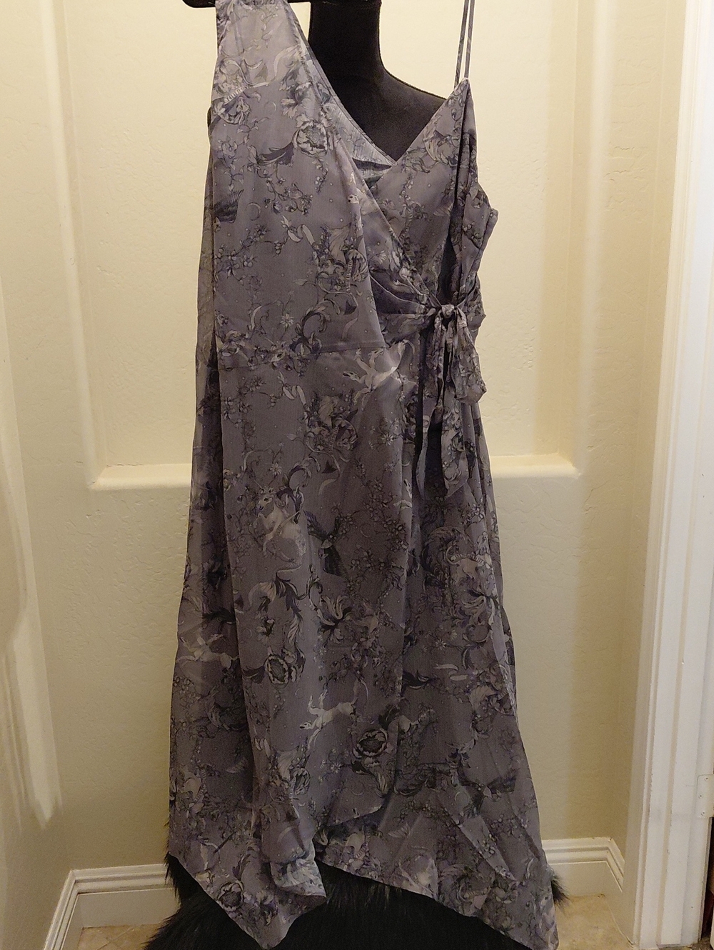 Disturbia US16 UK20 GREEN  Gray UNICORN,GARGOLE,Asymmetrical Floral Slip Dress